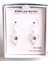 Girls Sterling Silver 925 Dangle Drop Clear Crystal Hearts Earrings New ... - $9.98