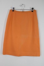 Vtg Marco Polo 14 Orange Wool Knit Midi Skirt 28&quot; Waist - $28.49