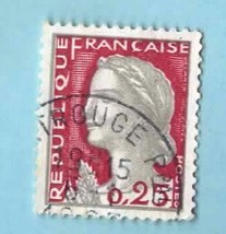 France Used Postage Stamp - 1960 New Marianne - Scott #968 - £1.56 GBP