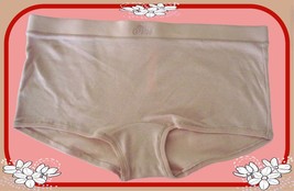 L   Cream Beige LOGO Waist Cotton Low Rise Victorias Secret Boyshort Brief Panty - £8.78 GBP