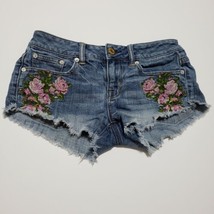 American Eagle Outfitters Womens Booty Shorts 0 Embroidered Flowers Medi... - $15.80