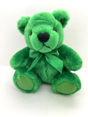 Primary image for First and Main Plush Rainbow Birthday Bear Green With Green Bow EUC