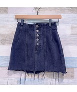 GRLFRND Twiggy Denim Mini Skirt Black Up All Night Button Fly Cut Off Wo... - $59.39