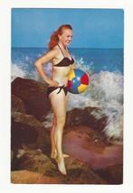 Sexy Woman &quot;Play Ball&quot; Pinup Girl in Bikini Postcard Unused 1960s Color ... - $5.39