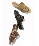 Donald J Pliner Women&#39;s Albi Woven Leather Wedge Slide Sandals $199.99 - £44.83 GBP+