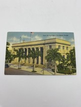 Vtg Lithograph Postcard Open Air Post Office Fort Meyers Florida 1940 - £6.35 GBP