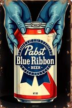 Pabst Blue Ribbon Beer Retro Vintage Sign 8x12 inches  Mancave Garage q - $452.20 MXN