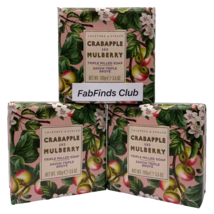 Crabtree &amp; Evelyn Bar Soap Crabapple Mulberry Triple Milled 10.5oz (3x3.... - £12.88 GBP