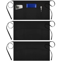 3 Pack Server Aprons With 3 Pockets, Waterdrop Resistant Waitress Waiter... - $23.99