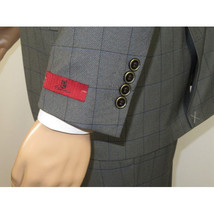 Mens Suit RENOIR English Window Pane Classic Fit Business 292-2 Gray Blue image 14