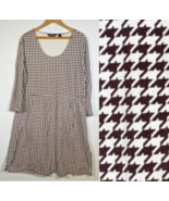 Lands End Dress Size Large Houndstooth Animal Print Ponte Knit Old Money... - $49.72