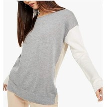 Calvin Klein Women L Gray White Sleeves Colorblock Long Sleeve Sweater NWT T77 - £30.96 GBP