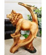 Safari Apex Predator Big Cat Lion King Faux Wood Cutout Carving Resin Fi... - $284.15 MXN