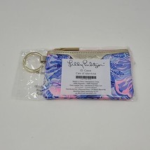 Lily Pulitzer Id Case New Coin Purse Keychain Gift Blue Pink Design - £16.27 GBP