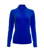 NWT IBKUL Solid Royal Blue Ruched Long Sleeve Mock Golf Shirt - S M L XL... - £49.81 GBP