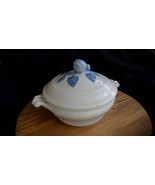 Vintage Vicustin Co. 1960 Ceramic Serving Bowl - Blue &amp; White with Flower - $53.94 CAD