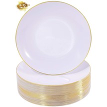 100 Pieces Gold Plastic Plates - 10.25Inch Gold Dinner Plates - Heavywei... - £69.60 GBP