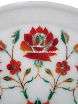 12&quot; Marble Serving Tray Plate Rare Coral Inlay Mosaic Marquetry Table Deco H1440 - £237.63 GBP