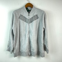 Ralph Lauren Womens Plus 3X Gray Lace Inset Zip Up Sweatshirt Jacket NWT... - $38.21