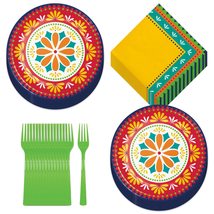 Fiesta Party Supplies - Painted Pottery Paper Dessert Plates, Beverage Napkins,  - £12.93 GBP