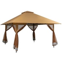 Brown 13 x 13 Ft Pop-Up Gazebo Outdoor Canopy w/ Mesh Mosquito Netting Sidewalls - $6,903.53 MXN