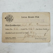 Antique 1918 Form 1007 PMGO War Department Joplin Missouri Military Card - €21,37 EUR