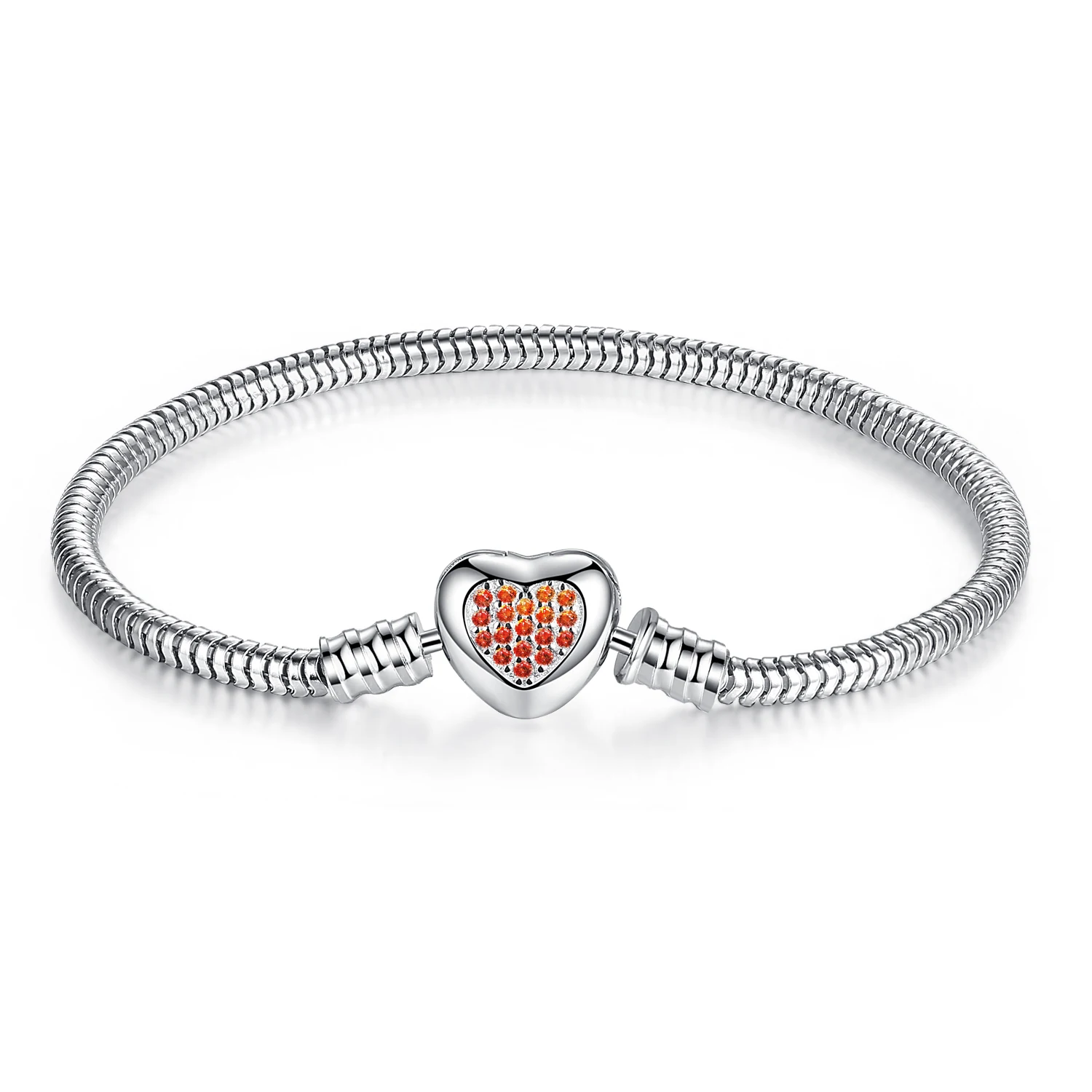 Charms Original 925 Sterling Silver Bracelets For Women Heart Love Snake Chain B - £32.27 GBP