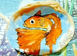 Hand Painted Original Seashell Orange Fancy Guppy Male Fish - £5.97 GBP