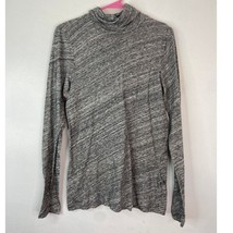  J Crew Turtleneck Long Sleeve Shirt Women Size M Space Dyed Gray 100% Cotton - £12.73 GBP