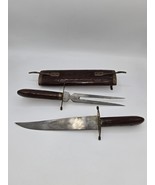 Vintage Indian Hand Carved Wood &amp; Brass Carving Knife and Fork Set  - €56,09 EUR