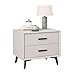 Modern Luxury Double Drawer Bedside Table, White/Grey Wood Narrow Side Table, Le Item image 2