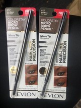 2 X Revlon Colorstay Micro Brow Pencil with Spoolie Brush in Soft Black 457 - £6.78 GBP
