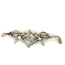 Vintage Signed Sterling Silver Horse Polo Club Sports Equestrian Designer Brooch - £31.80 GBP