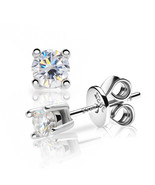 GIGAJEWE Moissanite Blue Pink D Round Cut Total 0.2ct 925 Silver Stud Ea... - $35.60+