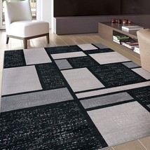 Rugshop Contemporary Modern Boxes Design Soft Indoor Area Rug 7&#39;10&quot; X 10&#39;2&quot; Gray - £164.75 GBP