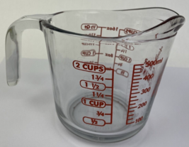 Vintage Anchor Hocking Fire-King 2 Cup Measuring Cup #498 Red Lettering ... - $16.82