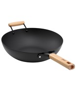 Oster Northcliffe 13.5 Inch Round Carbon Steel Flat Base Wok with Wooden... - $74.27