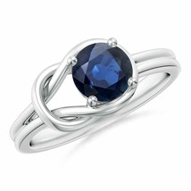 ANGARA Solitaire Blue Sapphire Infinity Knot Ring for Women in 14K Solid Gold - £893.16 GBP