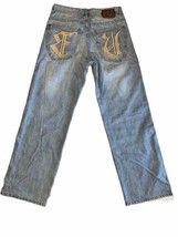Ecko Unlimited Jeans Mens 32 Light Blue Baggy Fit Hip Hop Urban Skater Grunge - £35.19 GBP