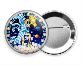 Aquarius Zodiac Horoscope Astrology Sign Symbol Art Pin Pinback Button Gift Idea - £10.78 GBP+