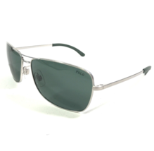 Polo Ralph Lauren Sunglasses 3044 9117/71 Silver Square Frames with Green Lenses - $93.28
