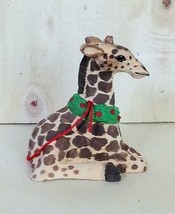 Wood Giraffe Christmas Ornament Hand Painted Hand Carved - £9.32 GBP