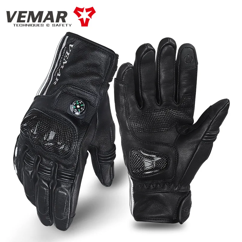 Heated Gloves Vemar Winter Leather Guantes Motorcycle Water Luvas  Off Road Touc - £241.89 GBP