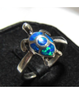 Shube&#39;s Solid 925 Sterling Silver Fire Opal Inlay Water Sea Turtle Sz 8.... - $753.70 MXN