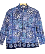 Drapers &amp; Damons Jacket Womens PXL Blue Full Zip Cotton Geometric Beaded... - $26.56 CAD