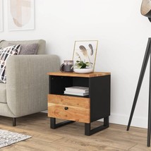 Bedside Cabinet Solid Acacia Wood and Black - $2,542.07 MXN