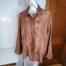 Womans Chicos Sheer Patterned Blouse Copper/Brown Size 3 - £16.09 GBP