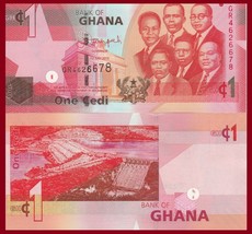 Ghana P37g?, 1 Cedi, 6 of country&#39;s leaders / Akosombo Dam $4 CV  UV ima... - £1.68 GBP