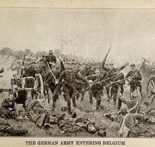 1914 WW1 Print German Army Entering Belgium Antique Military Period Coll... - $666.19 MXN