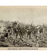 1914 WW1 Print German Army Entering Belgium Antique Military Period Coll... - $34.99